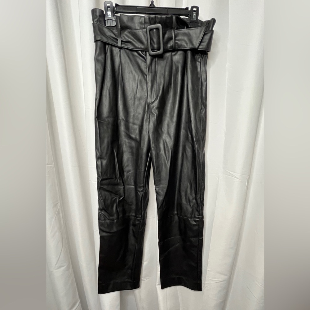 H&M Faux Leather Paper bag Waist Pants Size 10